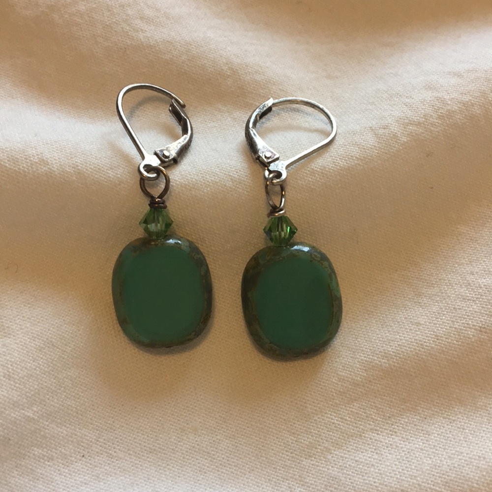 Turquoise & Swarovski Earrings [Handmade in Maine]
